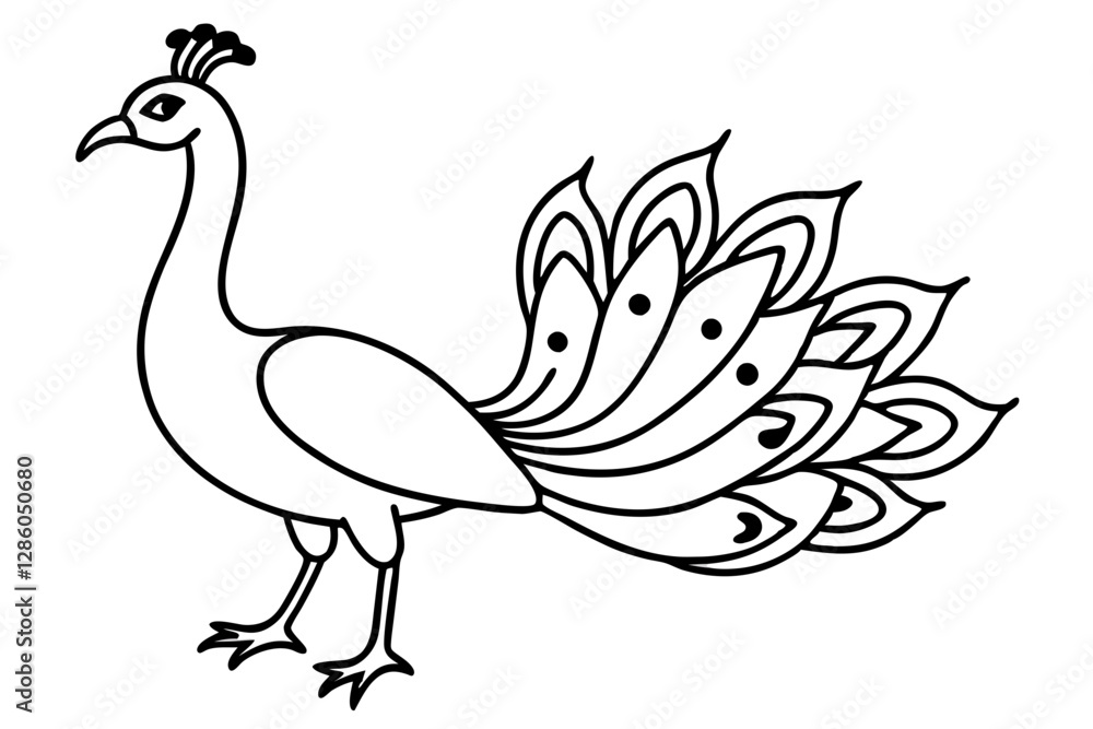 Fototapeta premium Minimalist Peacock Line Art