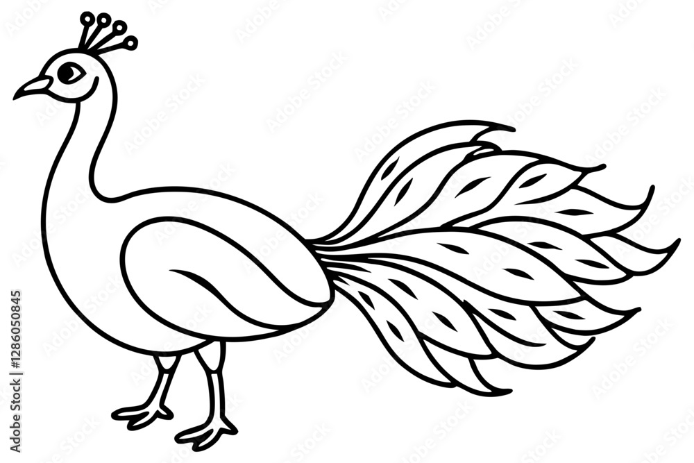 Fototapeta premium Minimalist Peacock Line Art