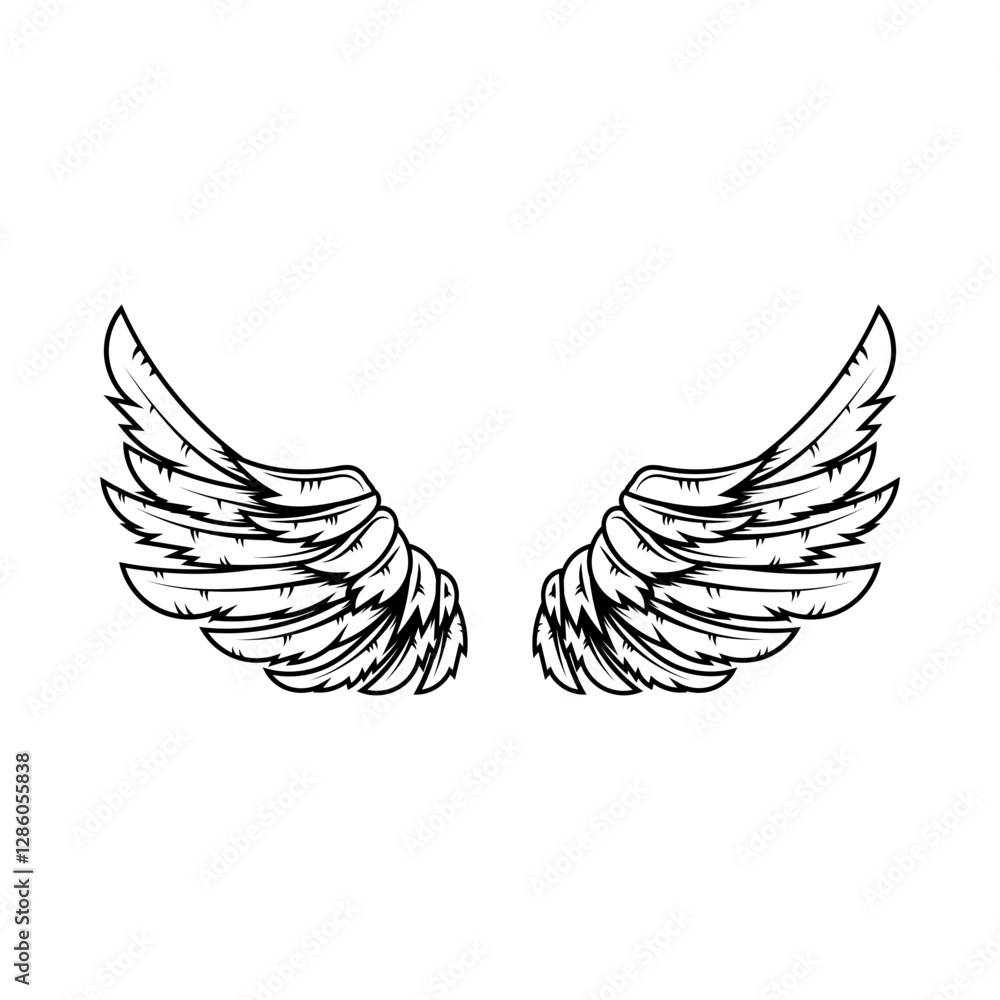 Heraldic wings for tattoo or mascot design Heraldic wings for tattoo or mascot design