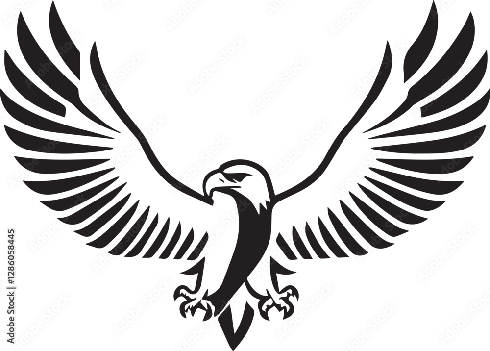 Obraz premium A black and white logo type eagle silhouette design - eagle icon design