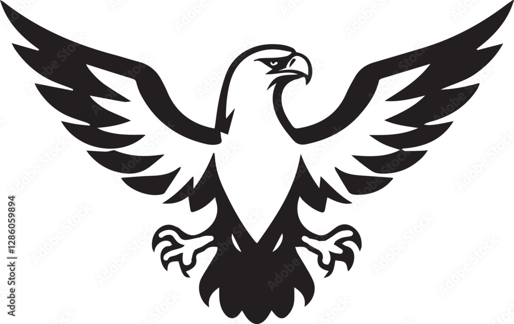 Obraz premium A black and white logo type eagle silhouette design - eagle icon design