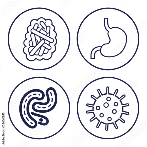 Digestion and Intestine Outline Icons Set