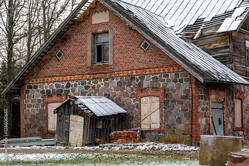 old, abandoned stone building and various house details