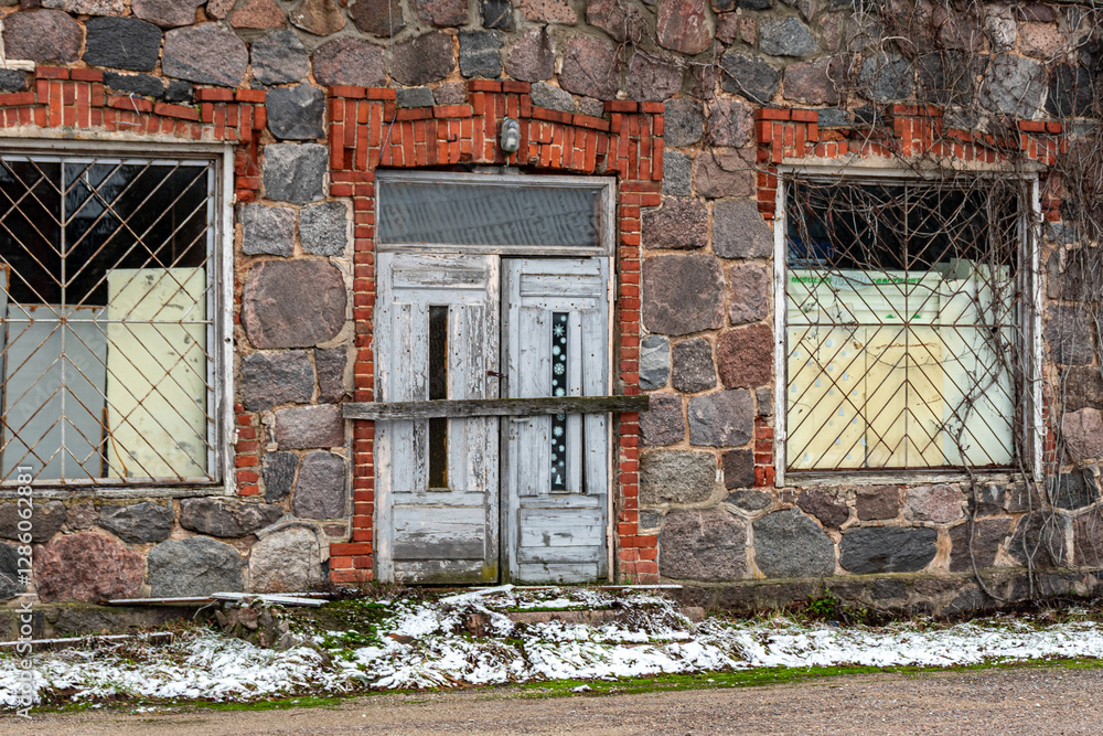 old, abandoned stone building and various house details