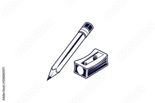 pencil and eraser silhouette clip art vector illustration