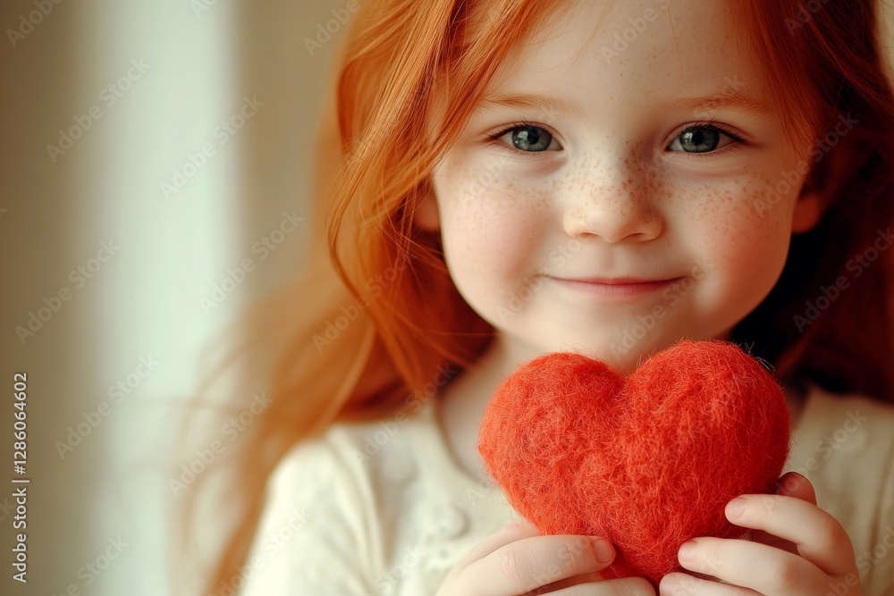 Innocent face cute child girl with small fluffy heart in hands. Valentine's day greeting and funny gift. Family love portrait. Baby love. Valentine magic. Cute gesture. February festivity. Innocent face cute child girl with small fluffy heart in hands. Valentine's day greeting and funny gift. Family love portrait. Baby love. Valentine magic. Cute gesture. February festivity.