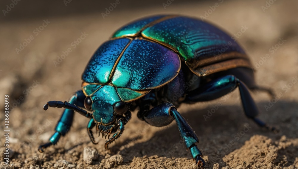 Naklejka premium A close-up of a colorful forest beetle