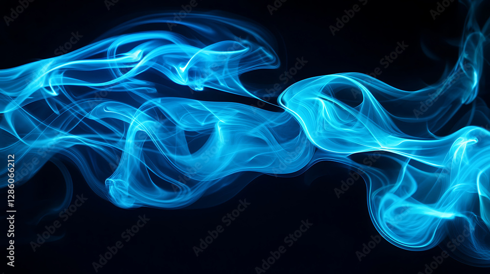 Fototapeta premium Abstract blue smoke on black background