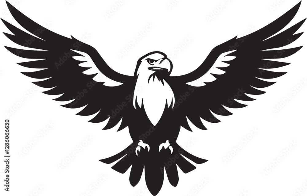 Fototapeta premium A black and white logo type eagle silhouette design - eagle icon design