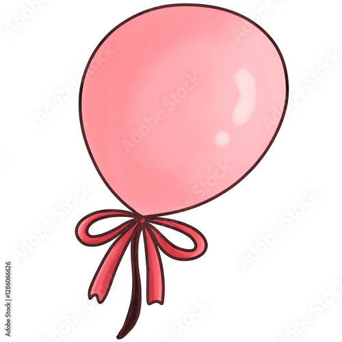 pink balloon with ribbon