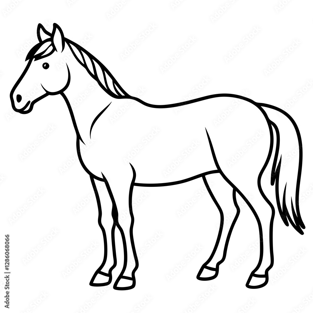 Modern Horse Line Sketch Modern Horse Line Sketch