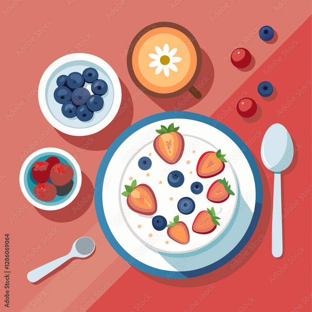top view of healthy breakfast top view of healthy breakfast