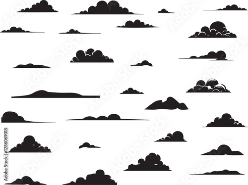 silhouettes of clouds vector sets for architecture render background