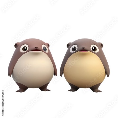 Two moles with contrasting colors and opposite expressions on a transparent backdrop.