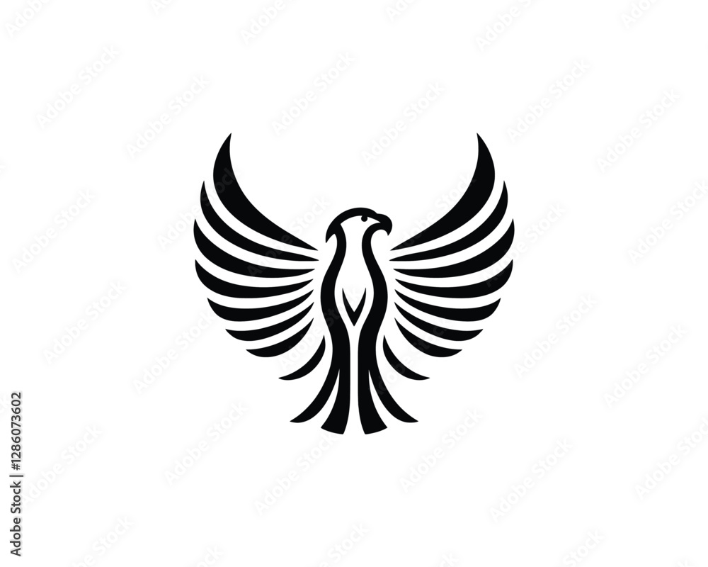 Obraz premium Silhouette Eagle bird logo design icon symbol vector illustration.