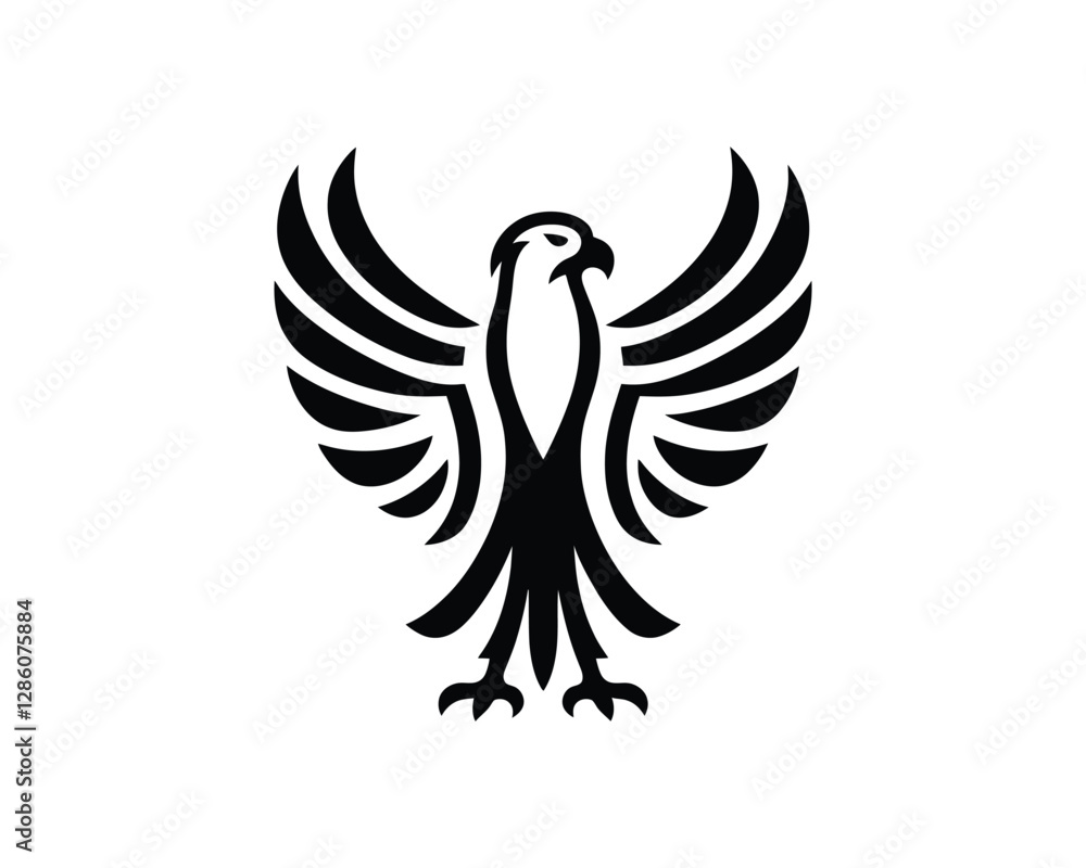 Fototapeta premium Silhouette Eagle bird logo design icon symbol vector illustration.