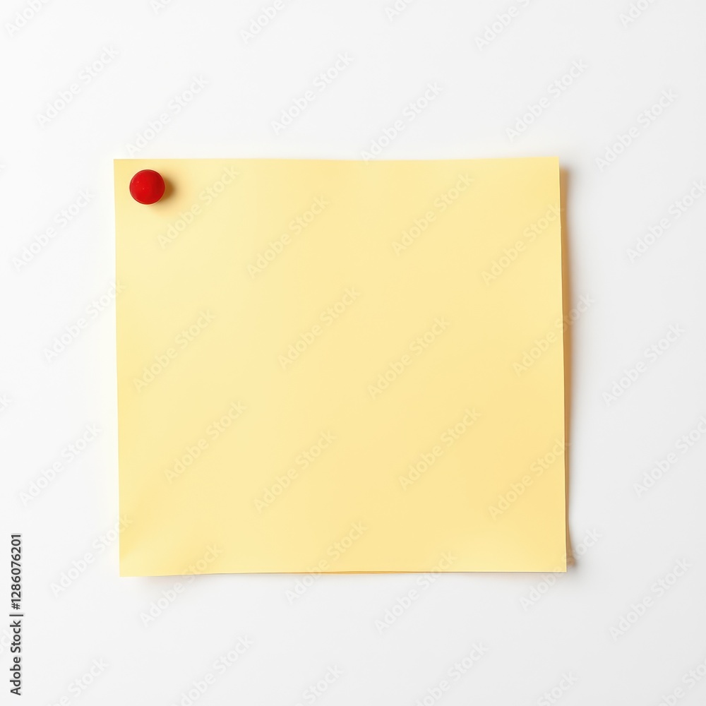 Note paper with a push pin, Reminder Note on white Background Note paper with a push pin, Reminder Note on white Background