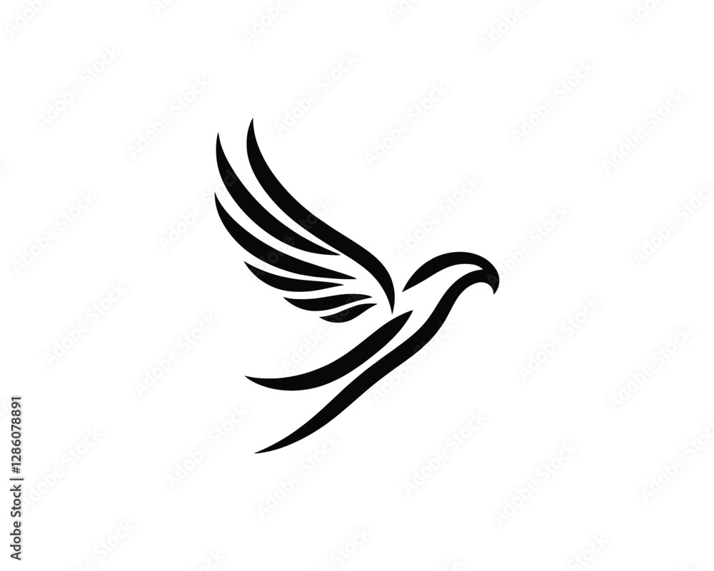 Obraz premium Silhouette Eagle bird logo design icon symbol vector illustration.