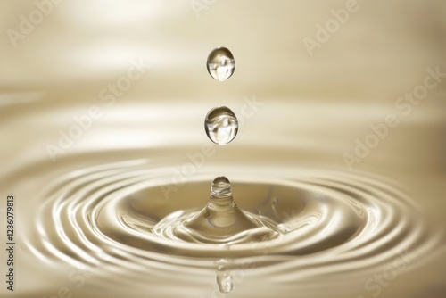 Wallpaper Mural Droplets of water create mesmerizing ripples against a golden backdrop in a tranquil setting. Generative AI Torontodigital.ca