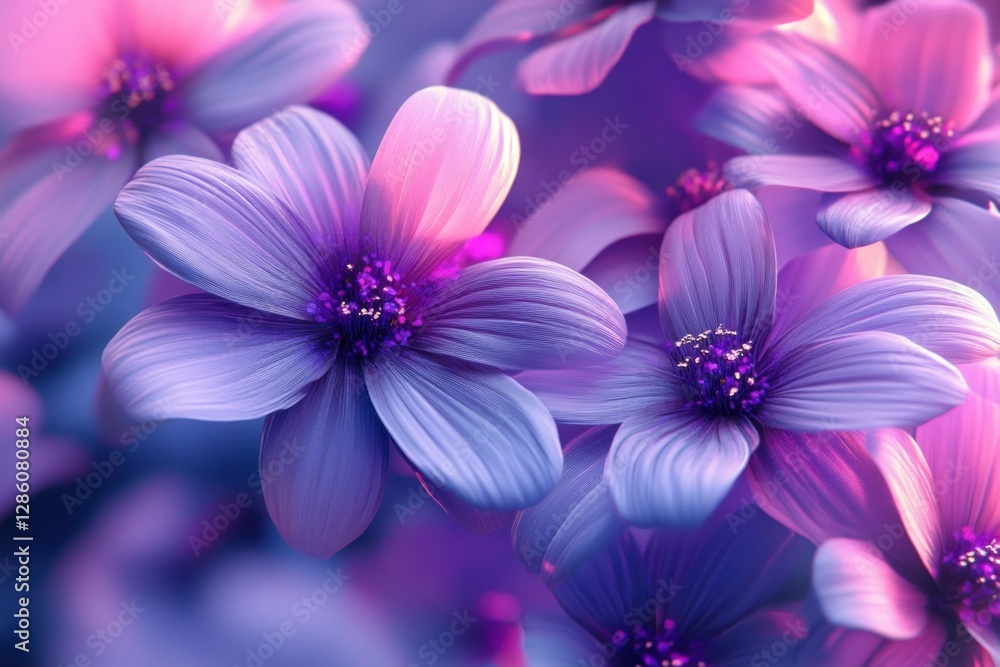 Vibrant purple flowers blend together in a dreamy garden at twilight, creating an enchanting atmosphere of serenity and beauty. Generative AI Vibrant purple flowers blend together in a dreamy garden at twilight, creating an enchanting atmosphere of serenity and beauty. Generative AI