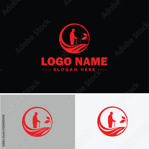 Senior Care icon Elderly care Geriatric care Senior assistance flat logo sign symbol editable vector
