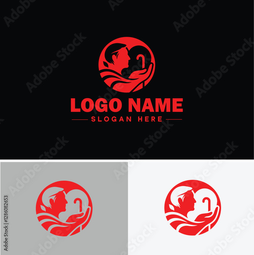Senior Care icon Elderly care Geriatric care Senior assistance flat logo sign symbol editable vector