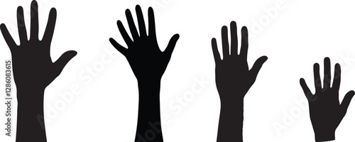 hands  silhouette vector illustration. Black hand, vector illustration of collection of hand gestures silhouettes