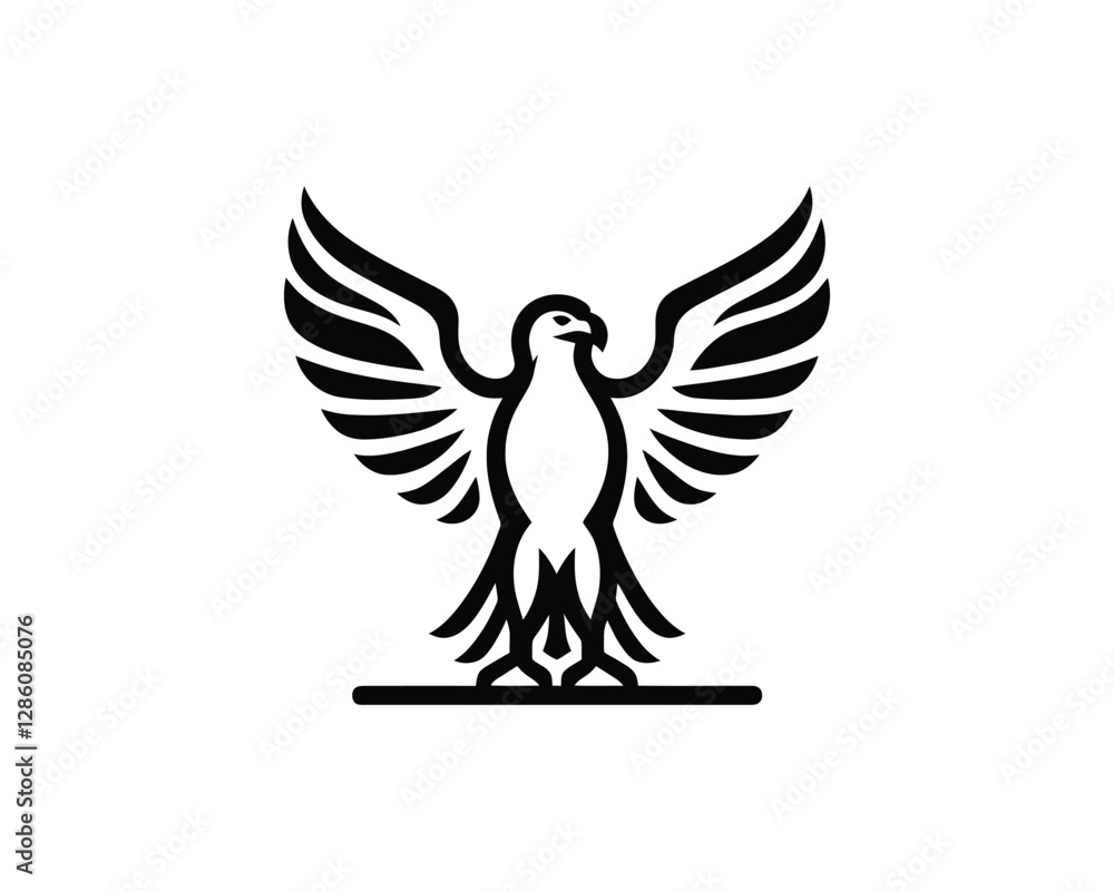 Fototapeta premium Silhouette Eagle bird logo design icon symbol vector illustration.