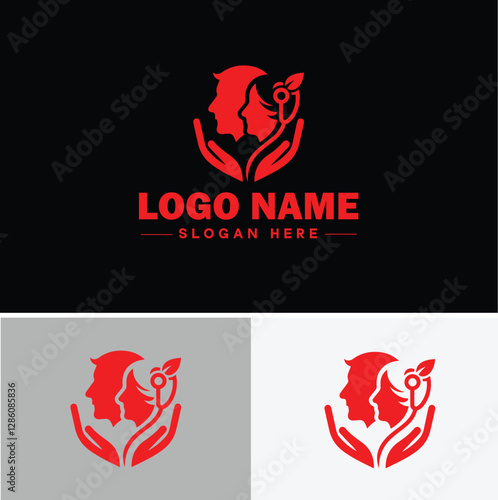 Senior Care icon Elderly care Geriatric care Senior assistance flat logo sign symbol editable vector