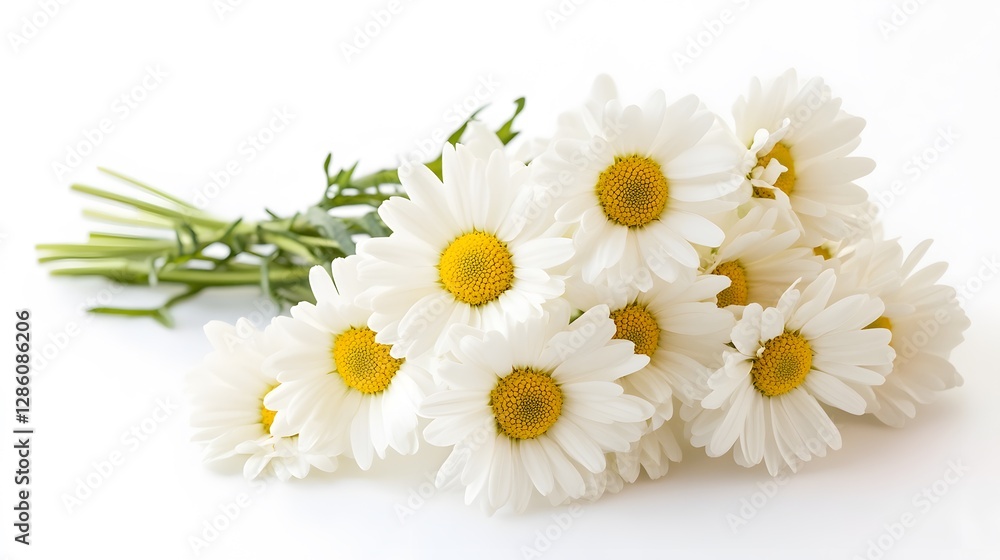 Obraz premium A small bouquet of daisies, isolated on a white background