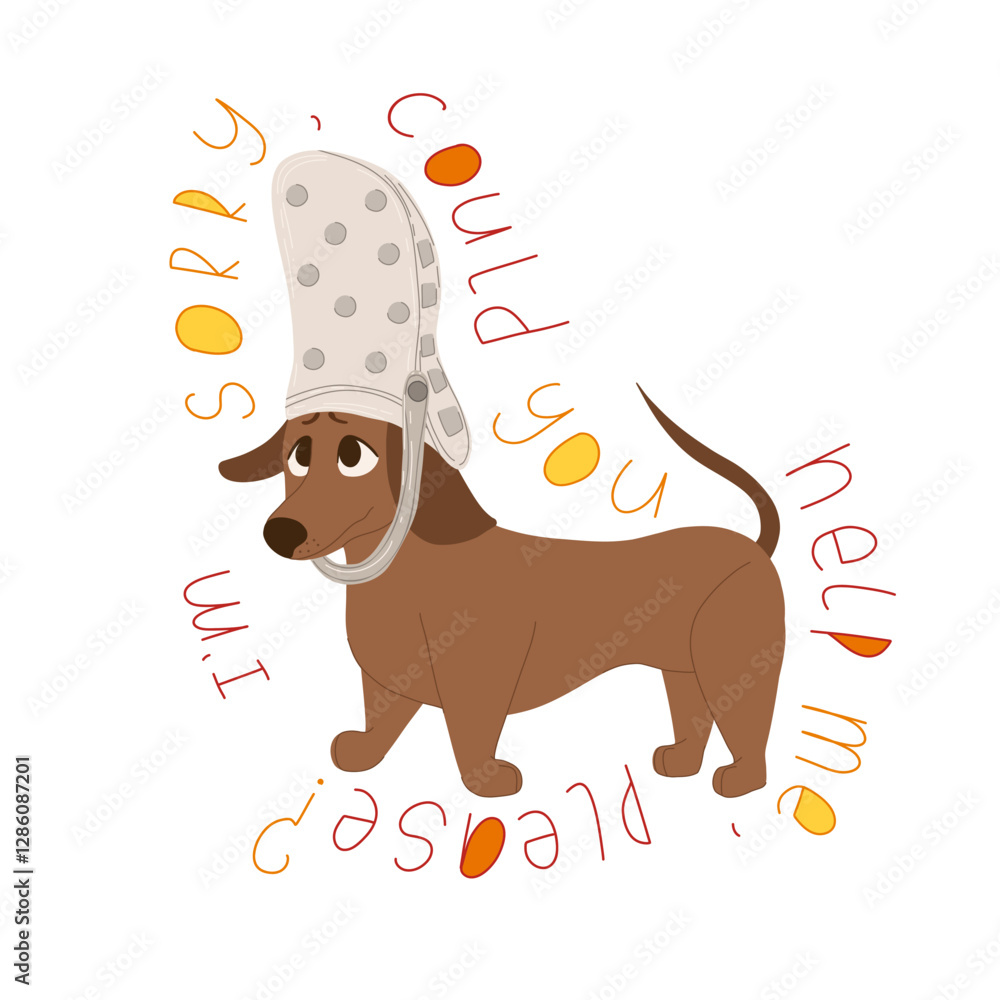 Naklejka premium Humorous hand-drawn vector design with a dachshund with 