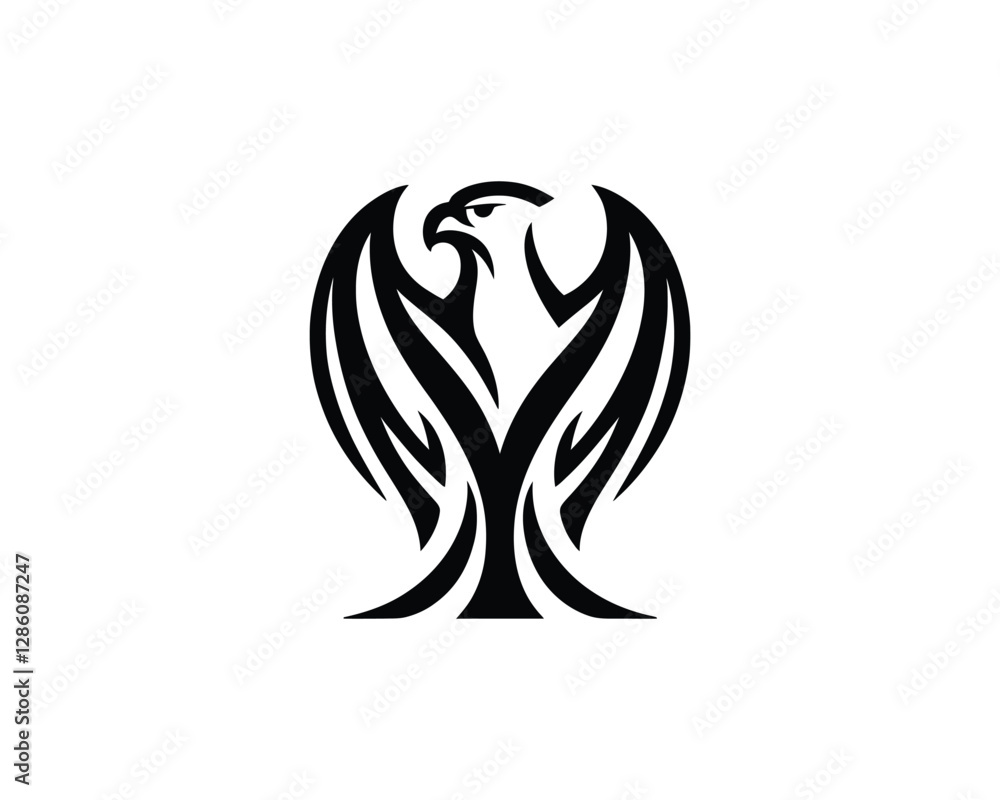 Fototapeta premium Silhouette Eagle bird logo design icon symbol vector illustration.