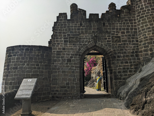 Ganesh Darwaja or Parwangicha Darwaja at shivneri fort: Junnar-Pune, Maharashtra-India, 11.09.2024 photo