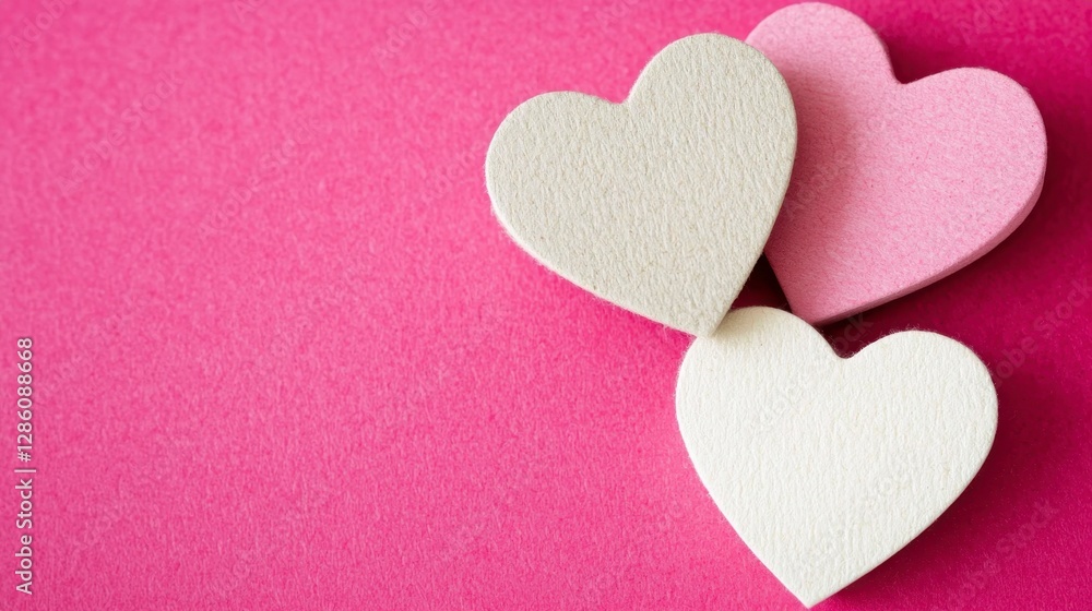 Obraz premium Colorful Hearts on Pink Background for Romantic and Love Themes
