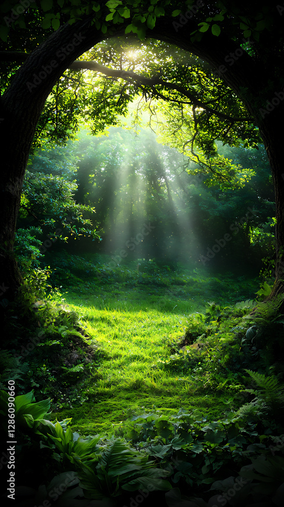 Obraz premium enchanted forest with glowing caverns