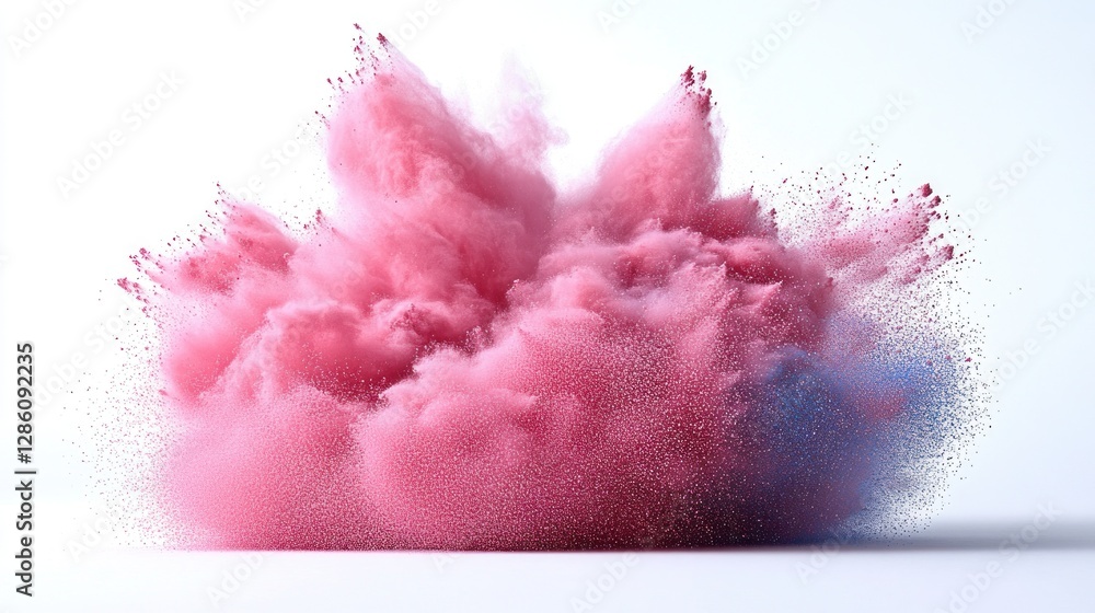 Fototapeta premium Pink and Blue Powder Explosion on White Background