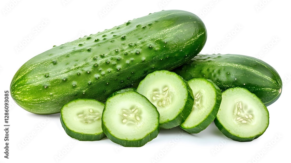 A fresh cucumber, clean white background, transparent isolate A fresh cucumber, clean white background, transparent isolate