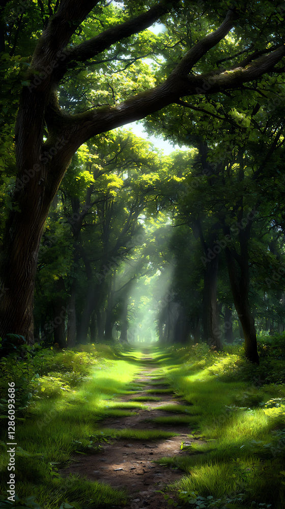 Obraz premium enchanted forest with luminous pathways