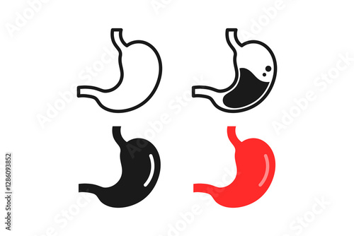 stomach internal organs icon line and flat set