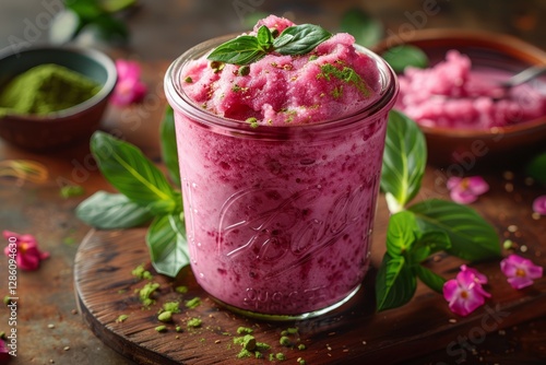 Pink matcha ice latte, matcha ice cream, matcha latte, green tea matcha latte, Matcha latte. Pink matcha powder, Pink matcha latte, pink matcha, Iced matcha latte with a sprinkle