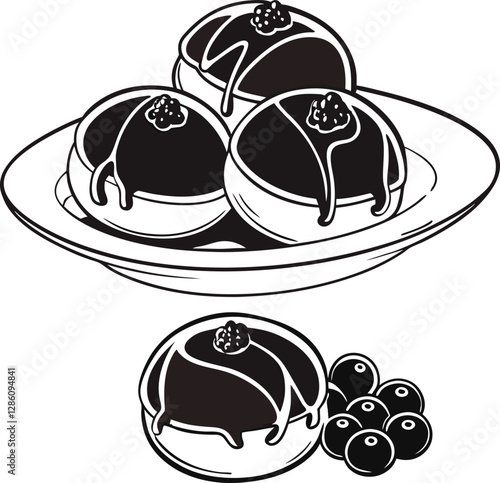 Chocolate donuts icon in vector design, featuring delicious donuts with chocolate drizzle, perfect for dessert and bakery-themed illustrations