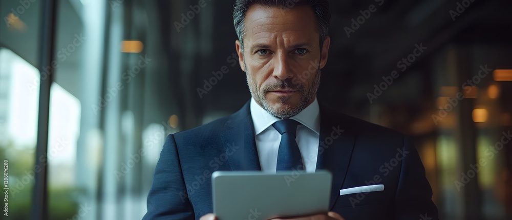 Fototapeta premium Business professional accessing cloud computing security solutions in modern office environment