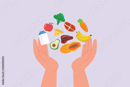 Nutrition concept. Colored flat vector illustration isolated