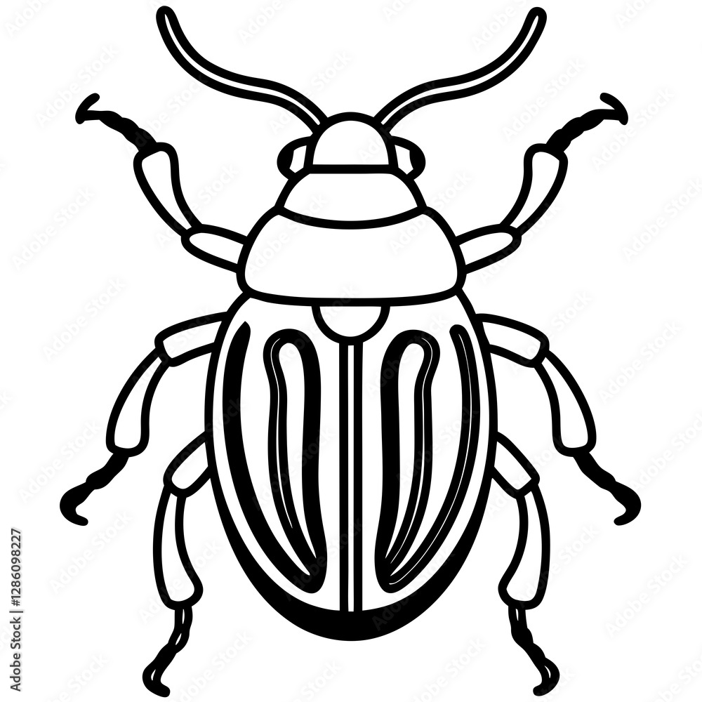 Simple Beetle Vector Art in Single Line Simple Beetle Vector Art in Single Line