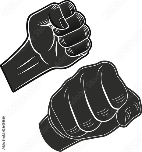 Fist icon set in vector design, featuring clenched fists, ideal for strength, empowerment, and protest-themed illustrations