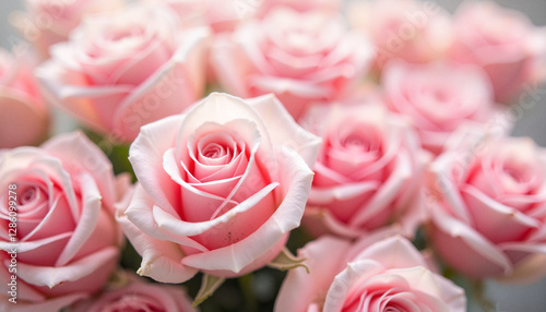 Pink roses in lush arrangement