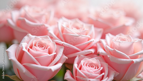 Bunch of pink roses in soft light