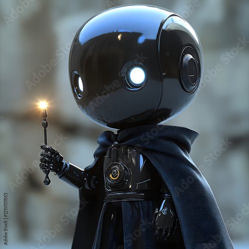 Magical Robot with a Wand - Futuristic Design