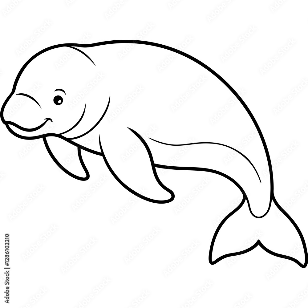 Simple Dugong Vector - Line Art Style Simple Dugong Vector - Line Art Style