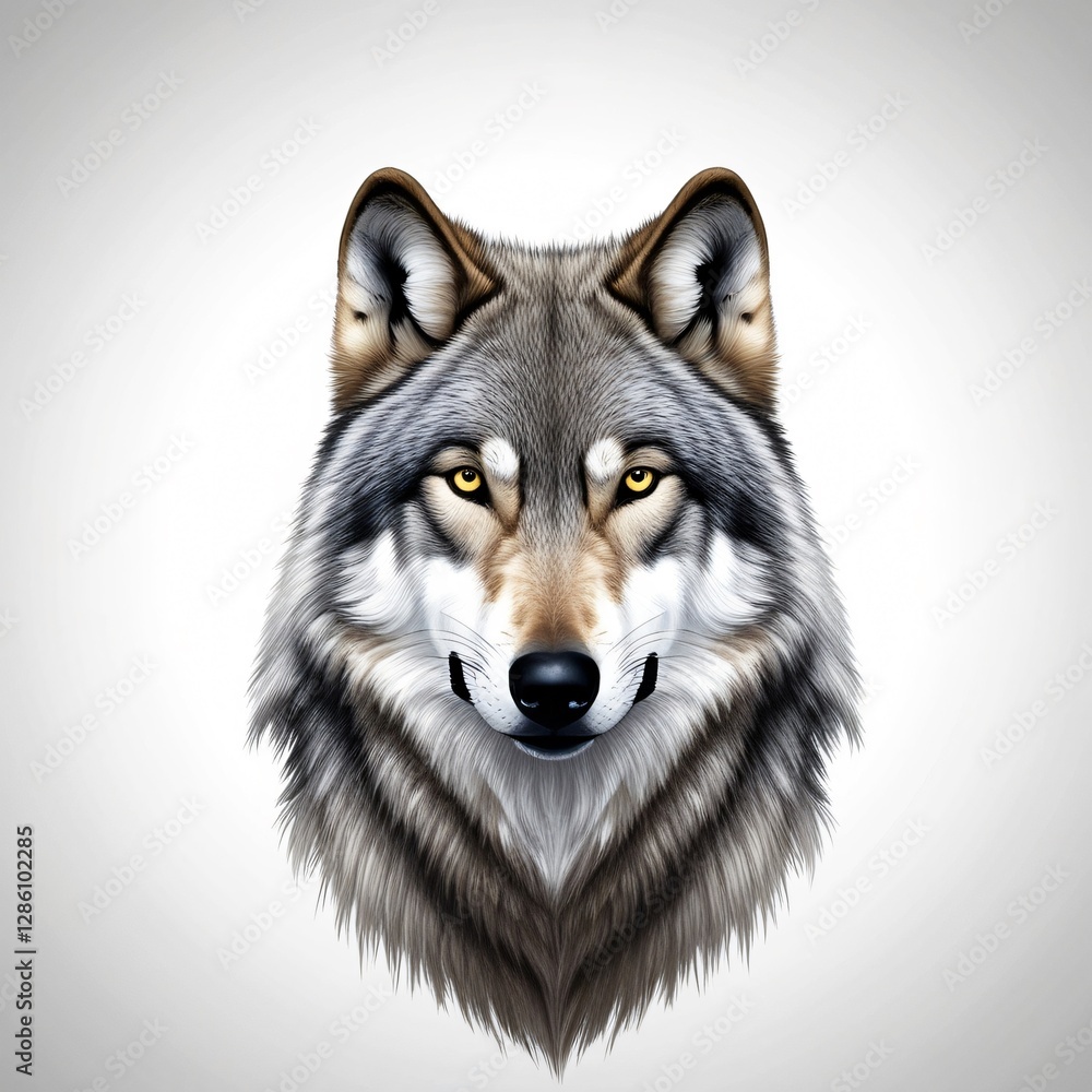Fototapeta premium wolf head on white background